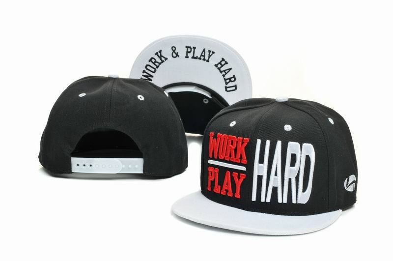 WORK & PLAY HARD Black Snapbacks Hat GF